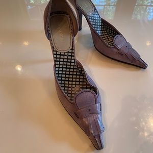 Miu Miu Light Purple Leather Fringed Kiltie Mule